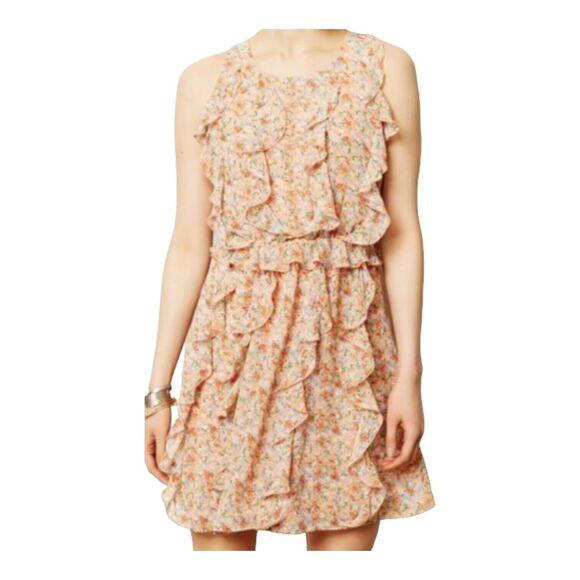 Anthropologie Sachin and Babi Ruffled Floral‎ Sheer Cottagecore Mini Dress Sz 8 - Picture 1 of 12